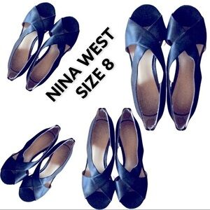 NINA WEST Black Wedge Shoes.